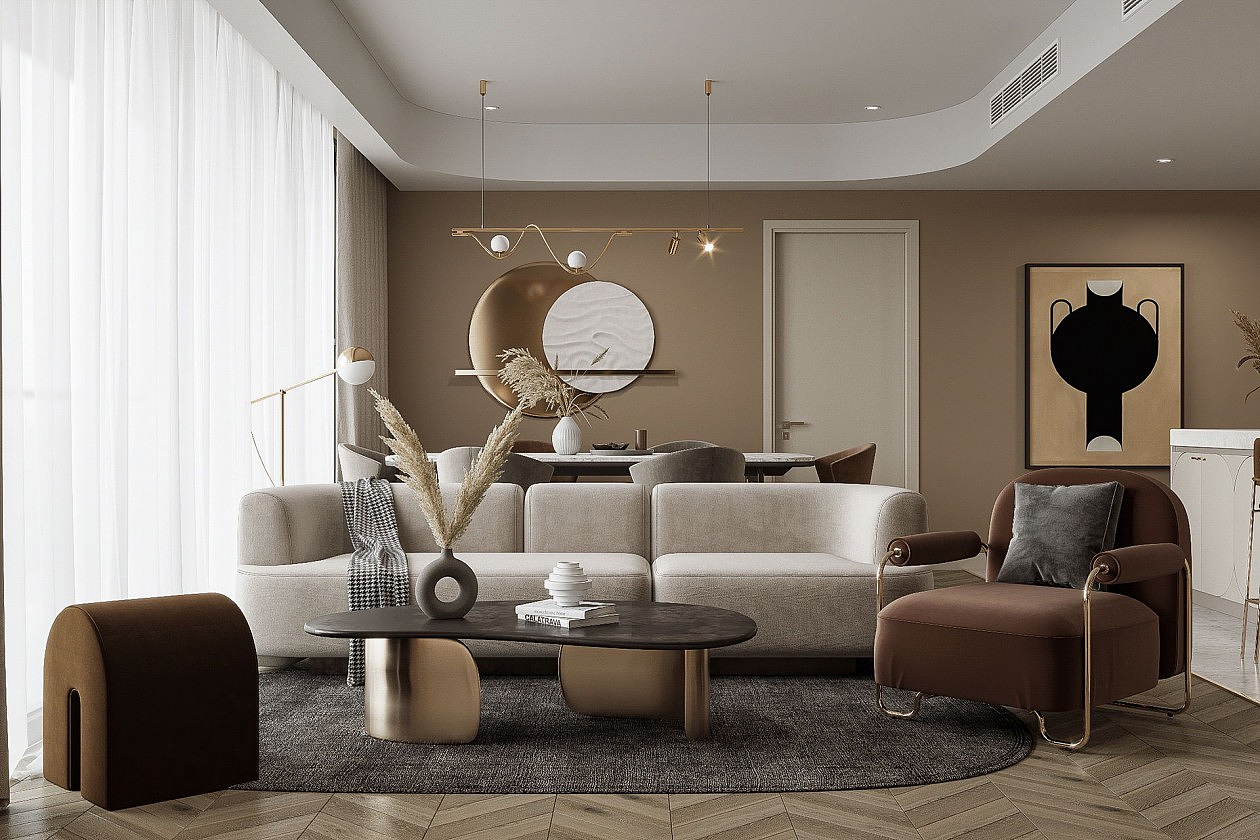 浅咖色系住宅空间设计 很是高级