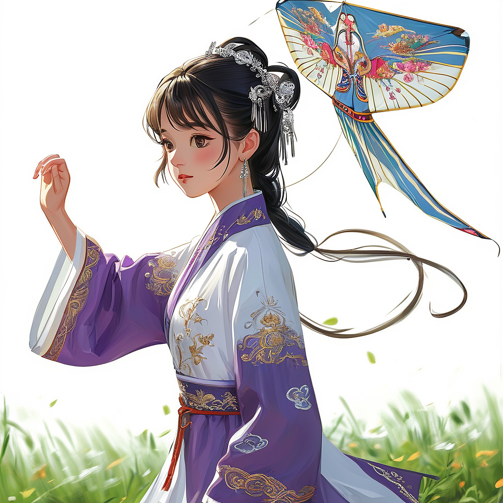 放风筝的中式古风美少女形象设计组图分享