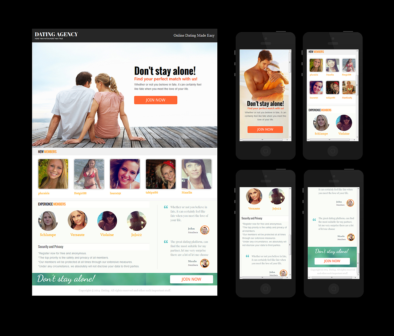 Dating 类landing page