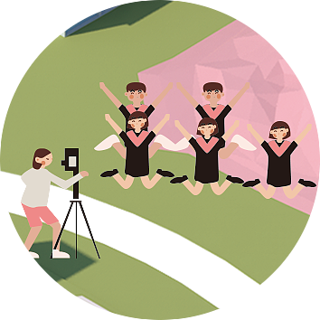 把学士帽扔向天空,作为大学校园的最后一张照片