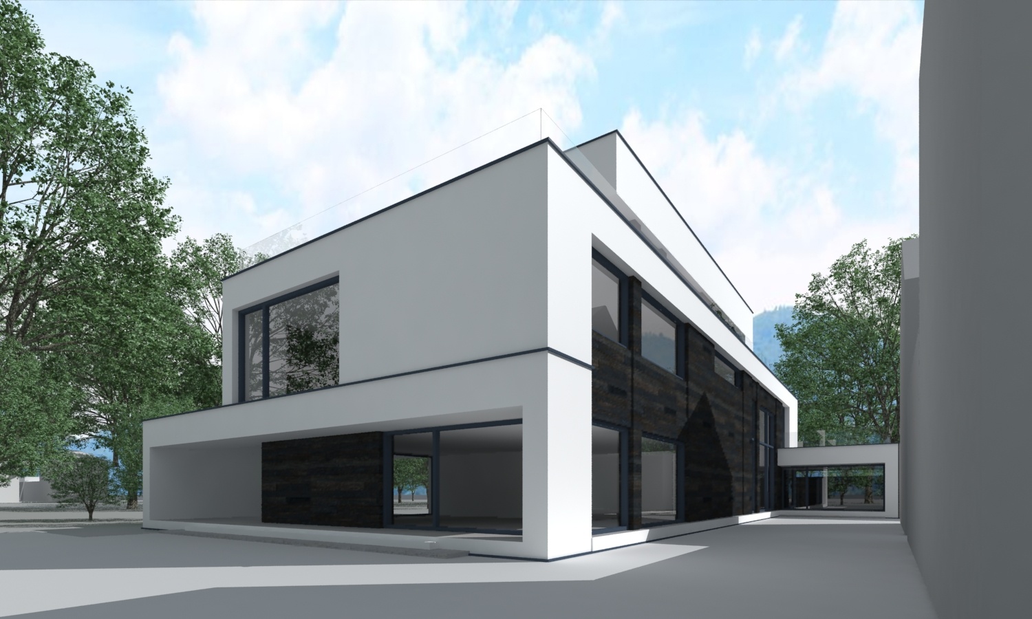 现代风黑白极简别墅设计|三维|建筑/空间|狮子座设计 - 原创作品