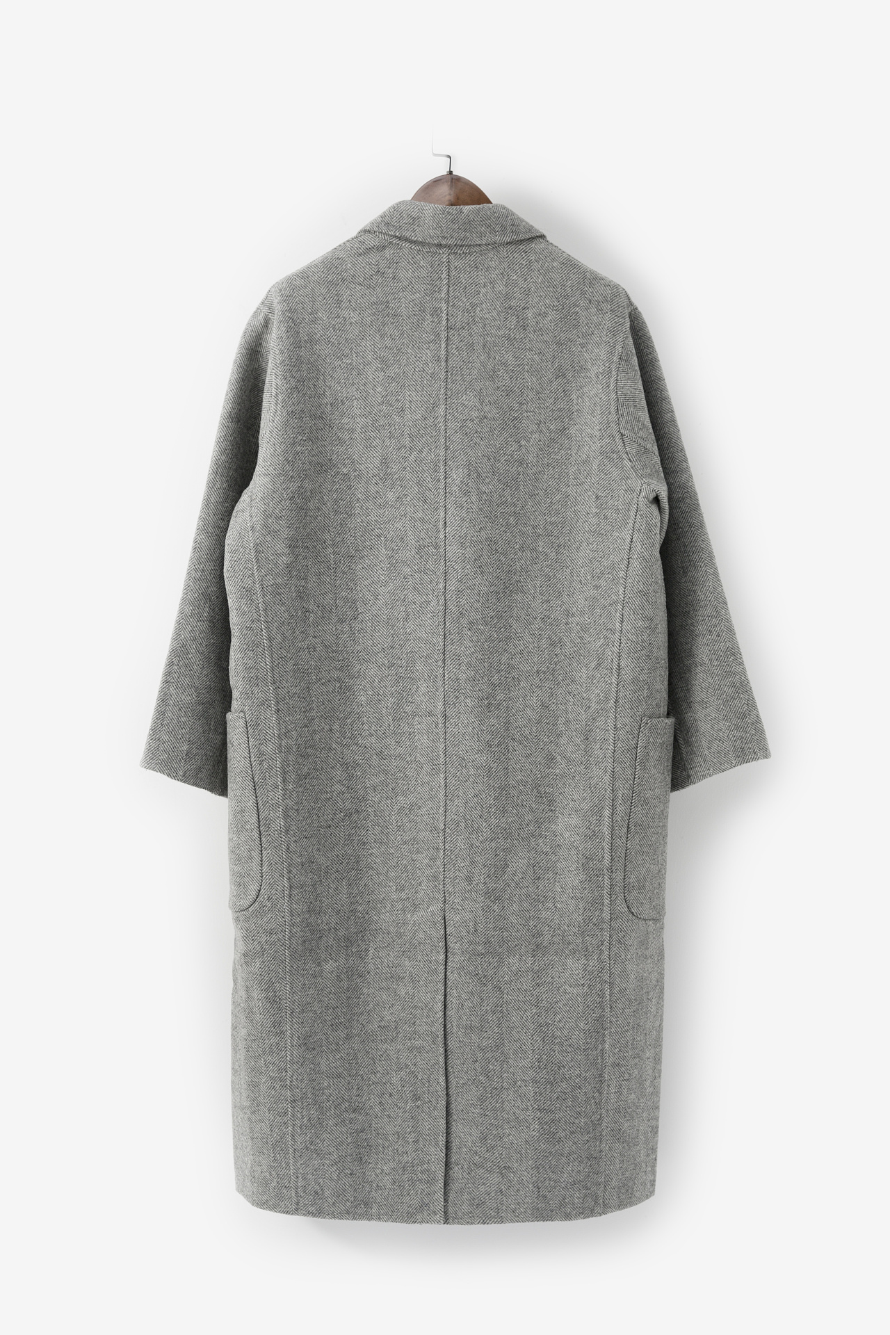 灰色人字纹大衣女外套