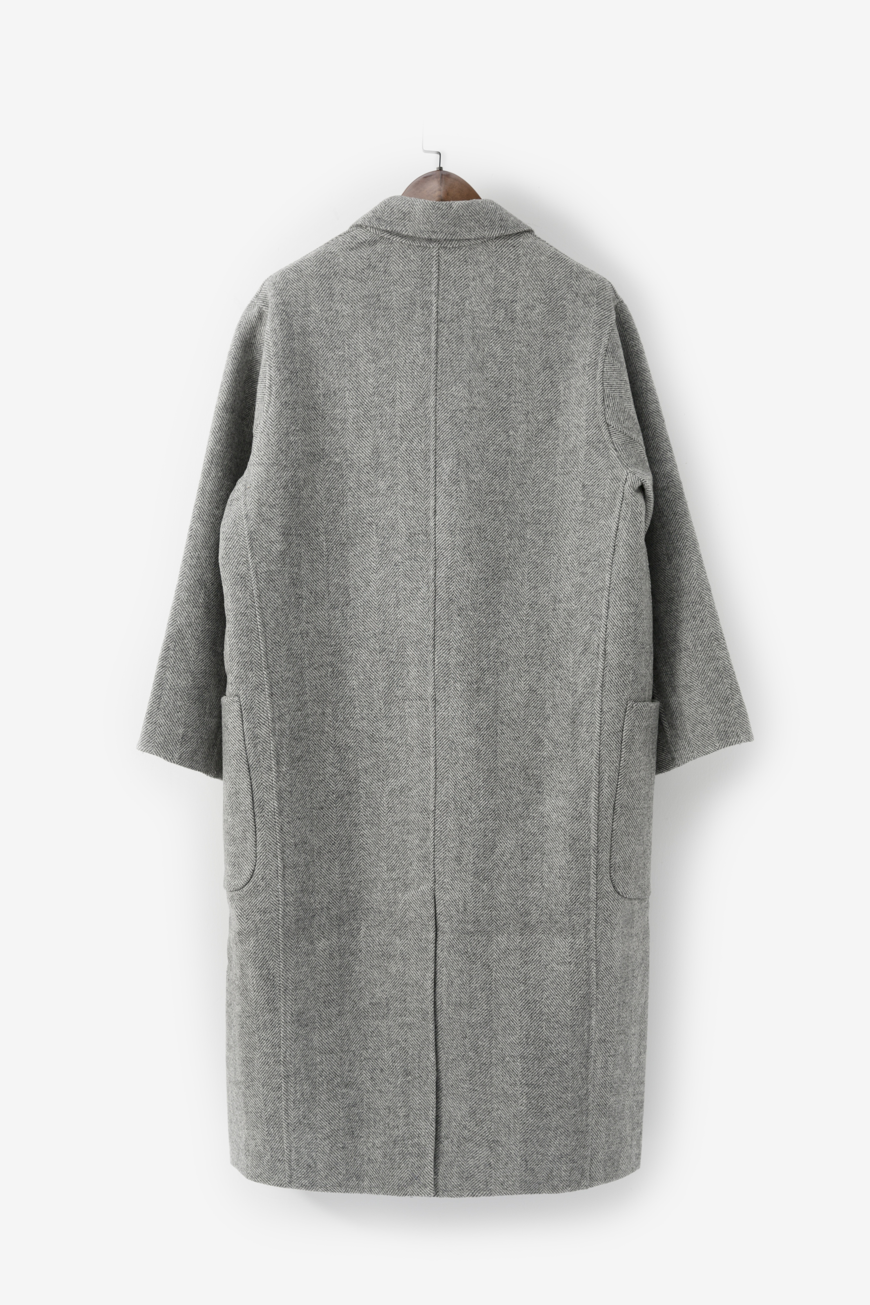 灰色人字纹大衣女外套