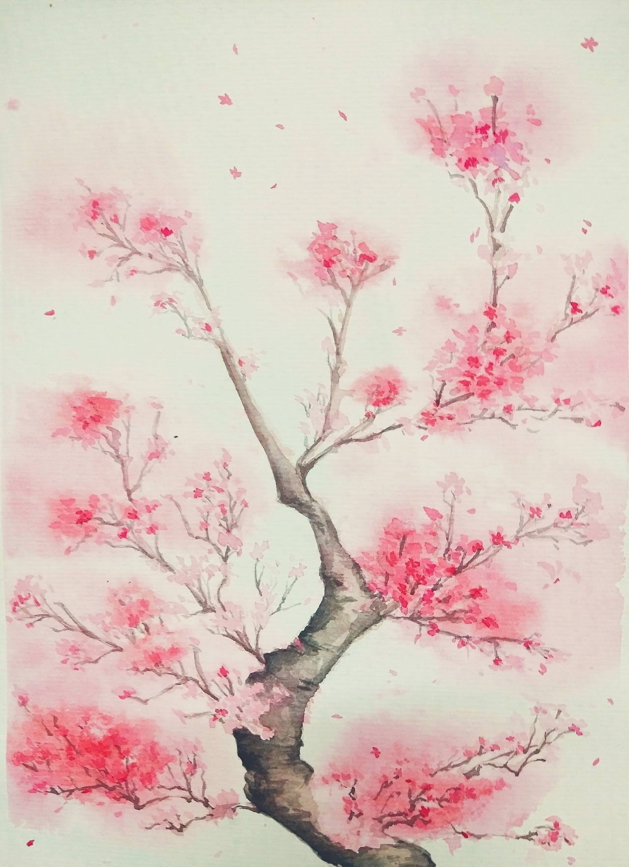 桃花林水彩画图片