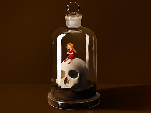 静物变插画之：装进瓶子里的小女孩（个人主页-ZMzg4MjUxNjg=） - 创作习作 - 站酷设计师UI设计龚春节原创素材 - 站酷ZCOOL