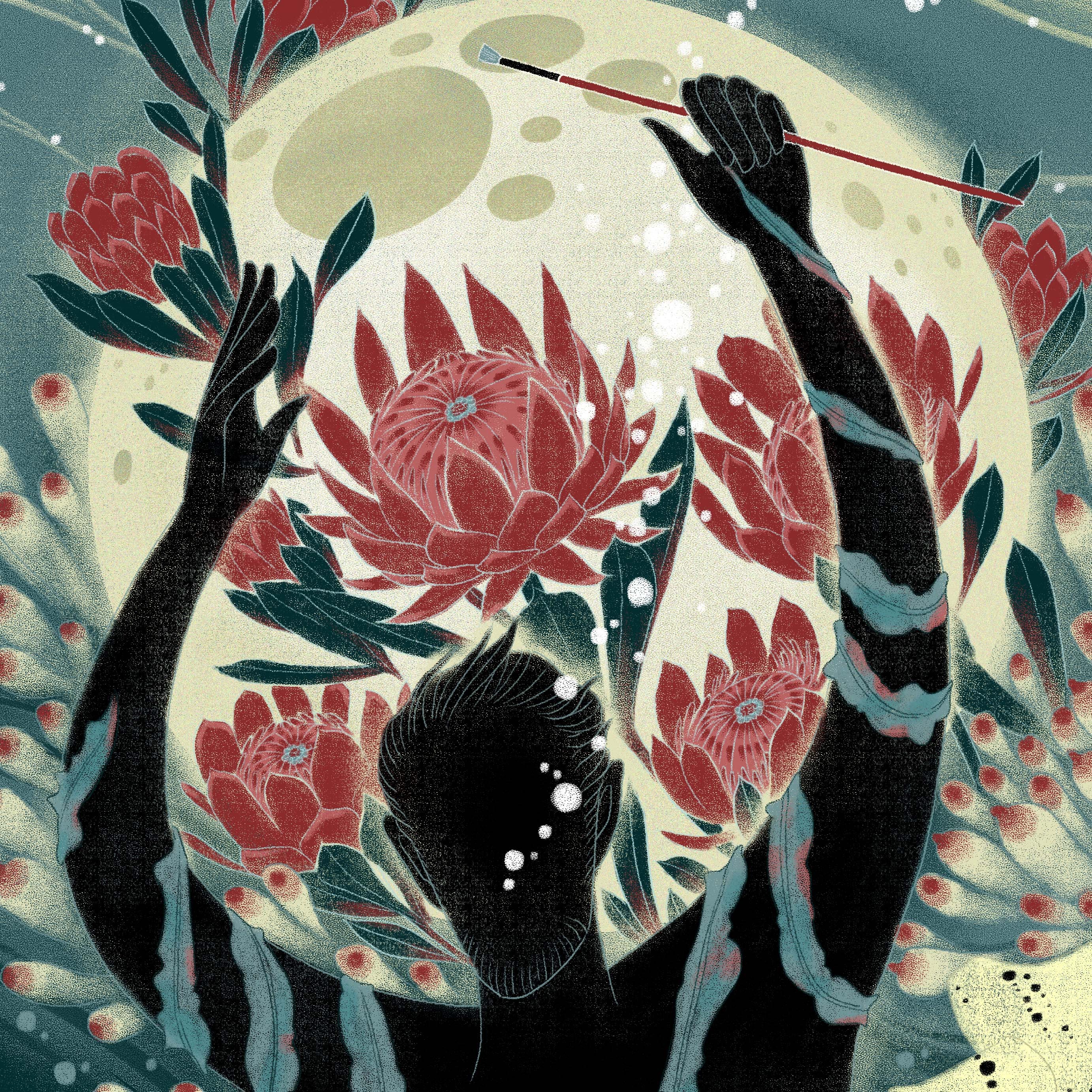 中秋快乐 月亮和六便士|插画|艺术插画|敝箒 - 原创作品 - 站酷