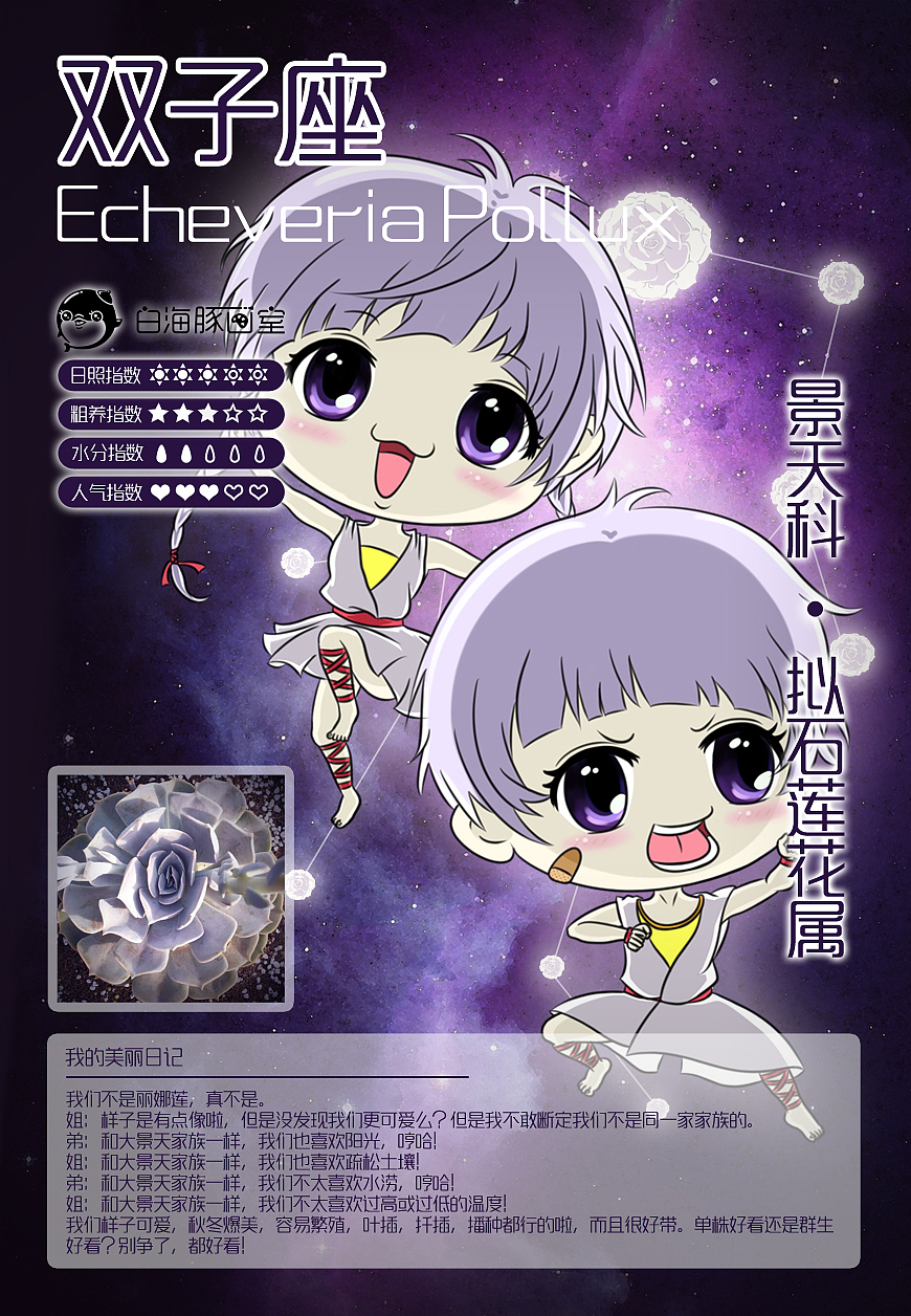 【多肉精灵の双子座】Q版人物绘-头像·手机高清壁纸·电脑高清壁纸免费下载-小豚出品