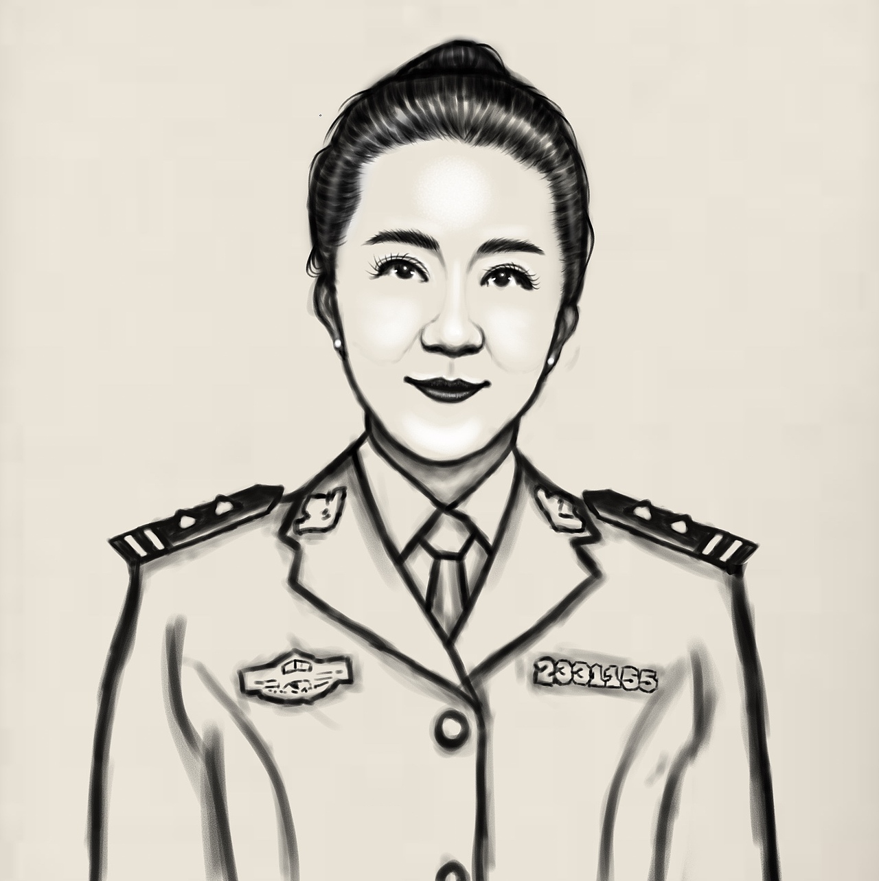 素描女警察释大强吉林作品