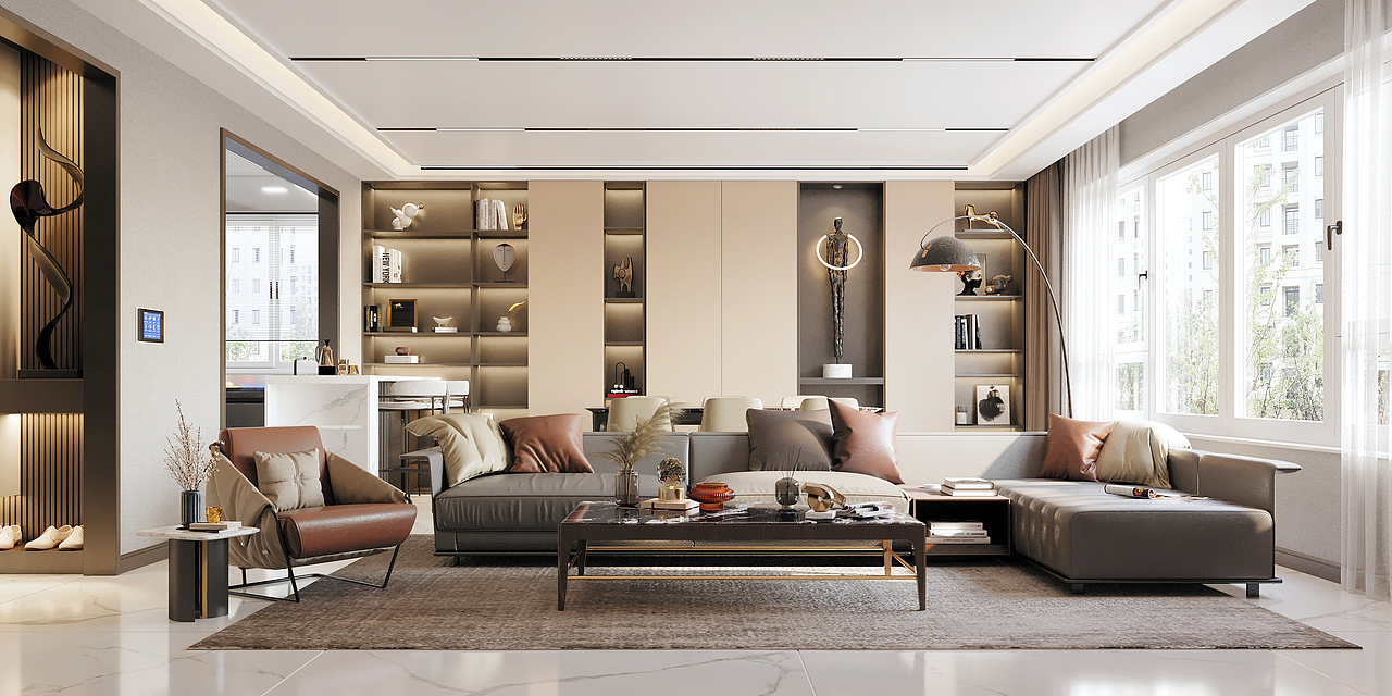保利江山樾167m²现代风格|小羊绘图|时创装饰设计（图ZMjg0NzUwNDcy） - 家装设计 - 站酷设计师昔日的美原创素材 - 站酷ZCOOL