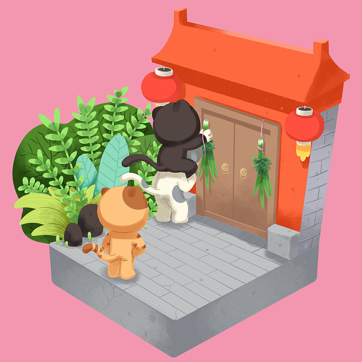 猫猫的端午节插画（图ZMTE3Njk5Njg4） - 商业插画 - 站酷设计师泗口沺原创素材 - 站酷ZCOOL