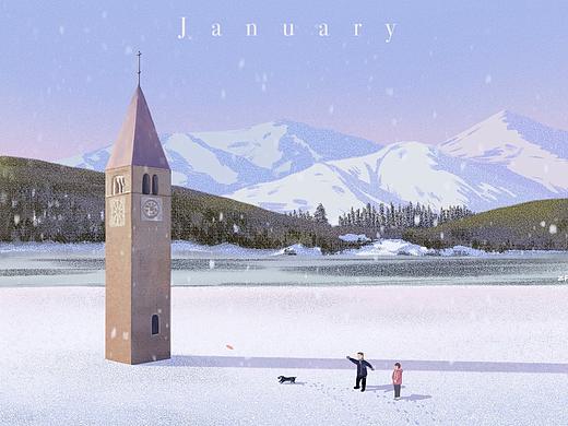 一月的意大利雪山（个人主页-ZNTA2NDAzMDQ=） - 创作习作 - 站酷设计师Ericaaaaaart原创素材 - 站酷ZCOOL