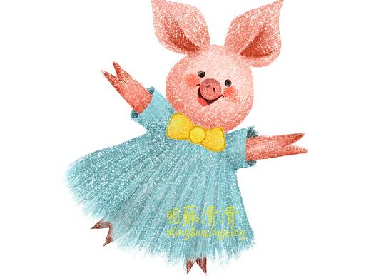 儿童插画动物小猪的小练习