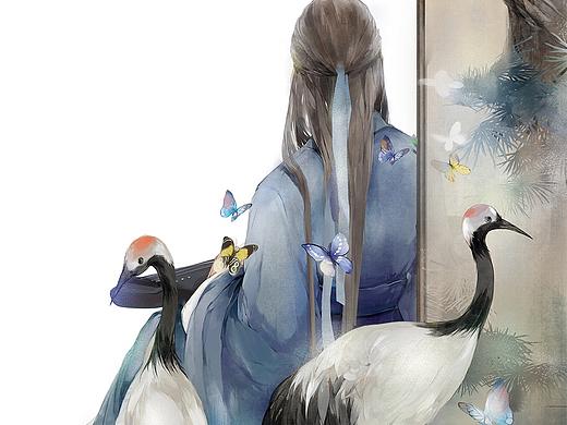 抚琴（个人主页-ZMzIwNjkzMDA=） - 艺术插画 - 站酷设计师杉蓝原创素材 - 站酷ZCOOL