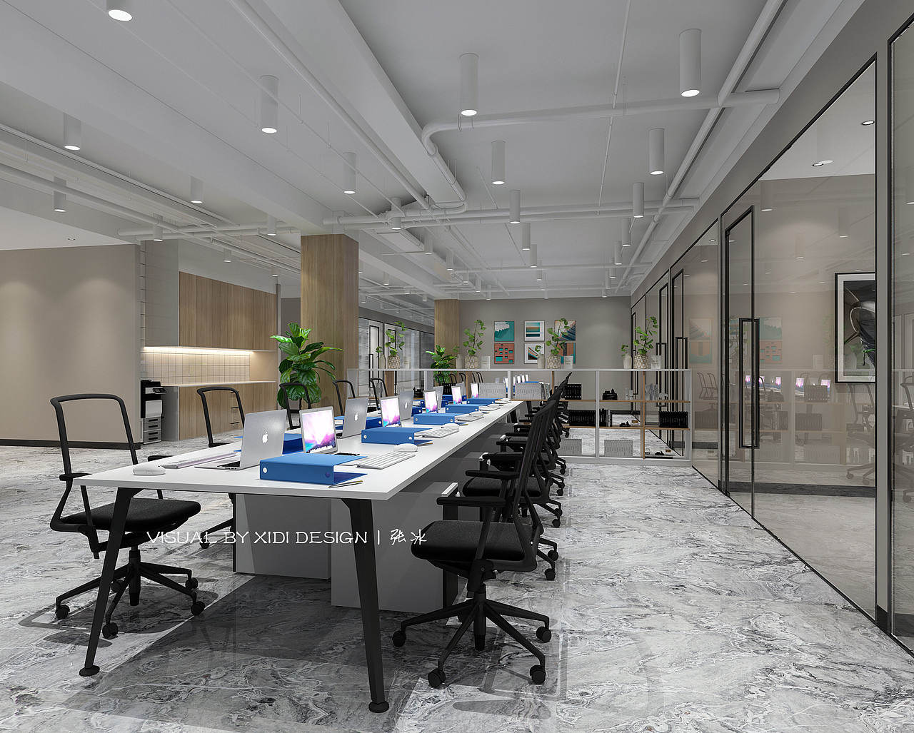 工装丨写字楼办公室开放式裸顶装修
