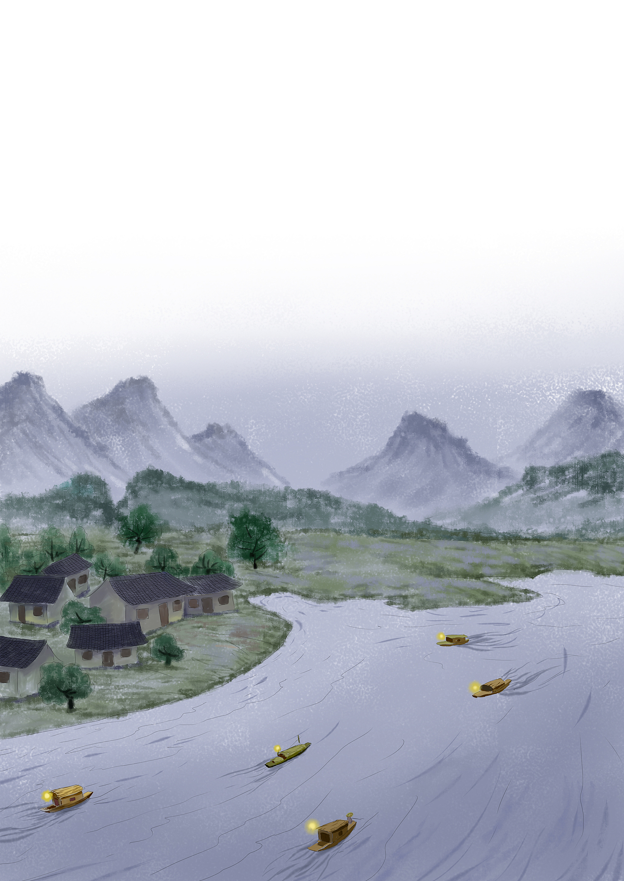 版绘水墨风古诗配图