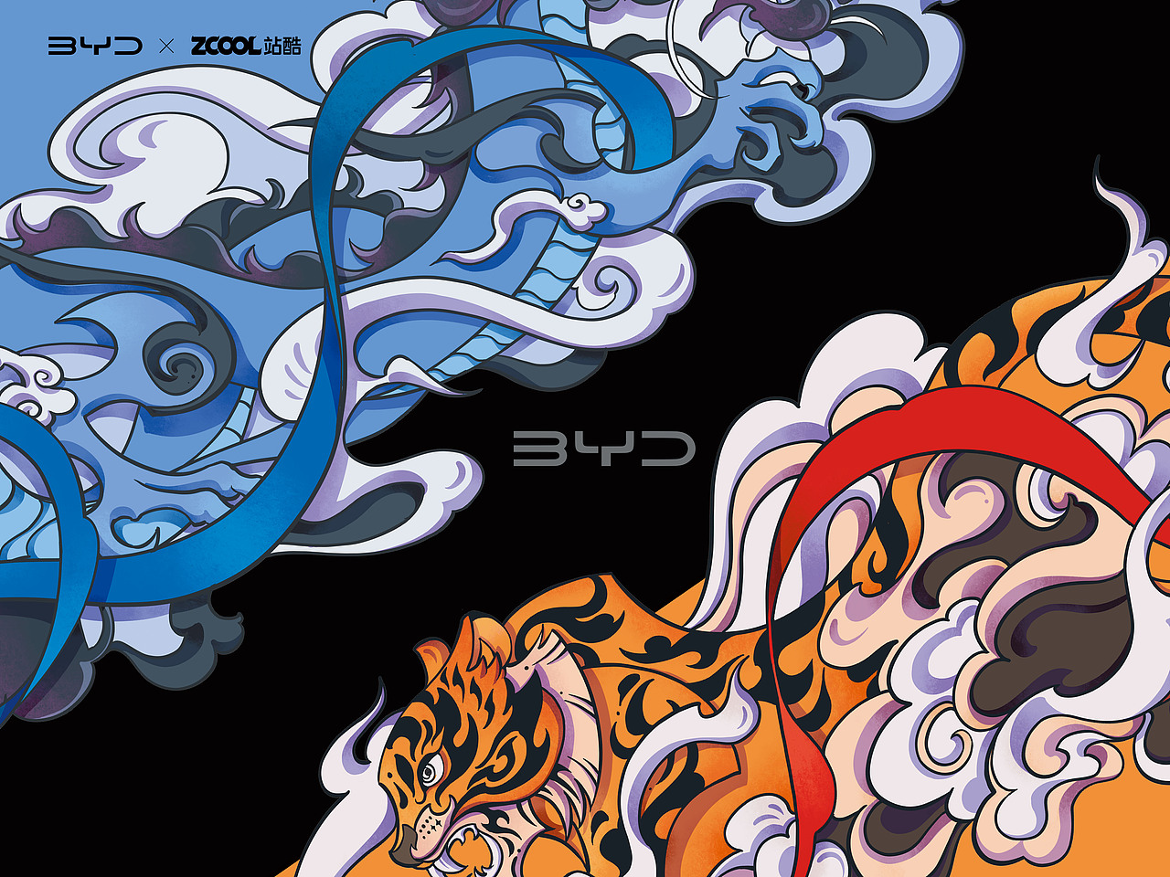 王者之势 龙腾虎跃#《龙腾虎跃车贴创作》