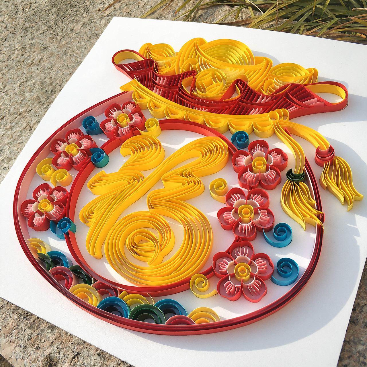 手工衍纸装饰画——袋袋有福