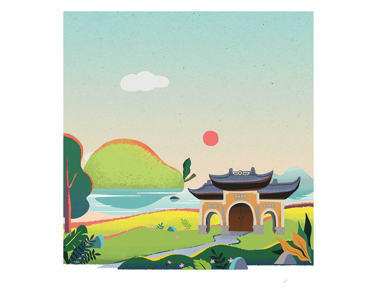 一果一世界寒山寺果冻包装插画