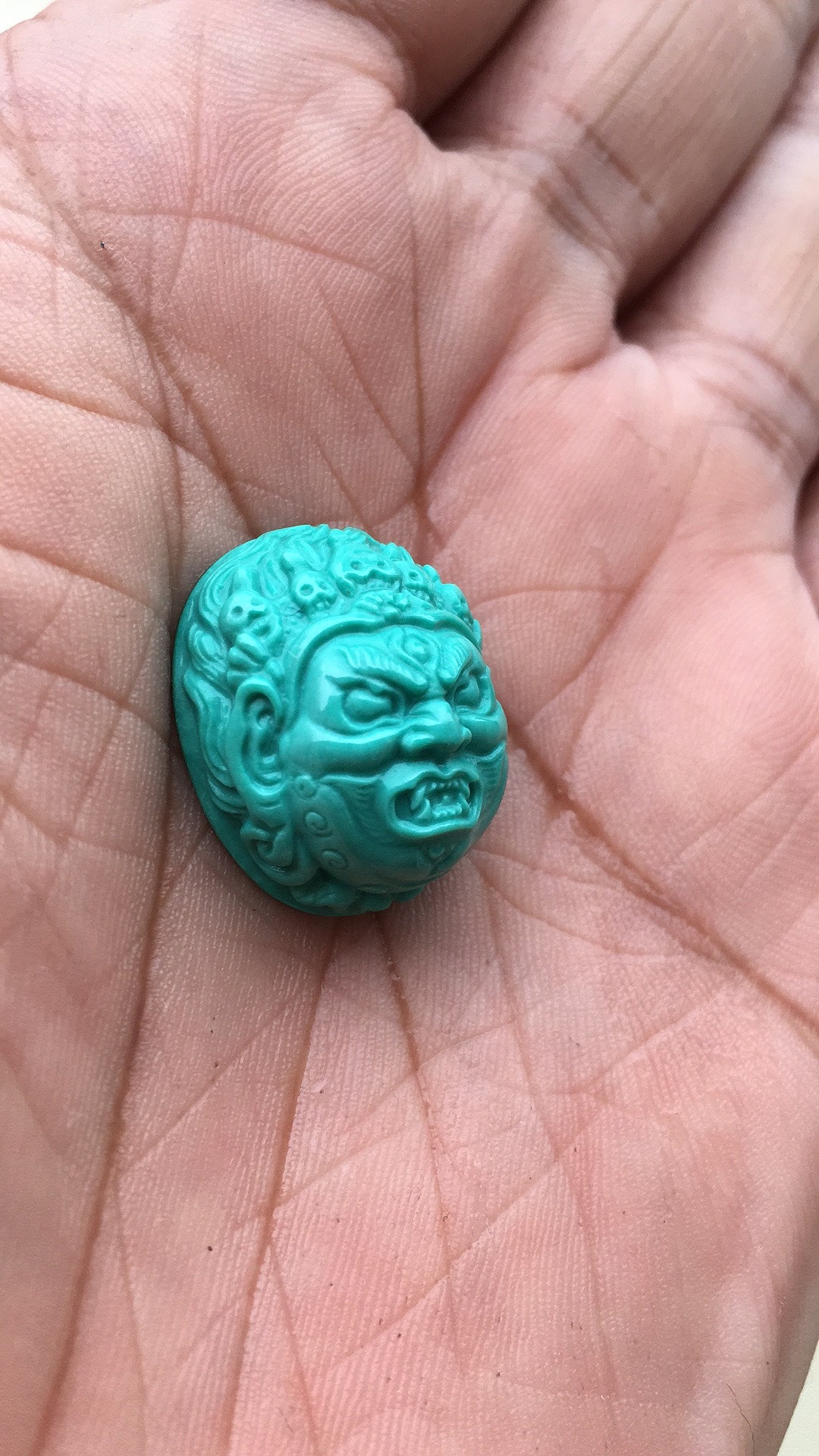 解密:一个绿松石雕刻藏传大黑天戒指的工艺流程----鬼