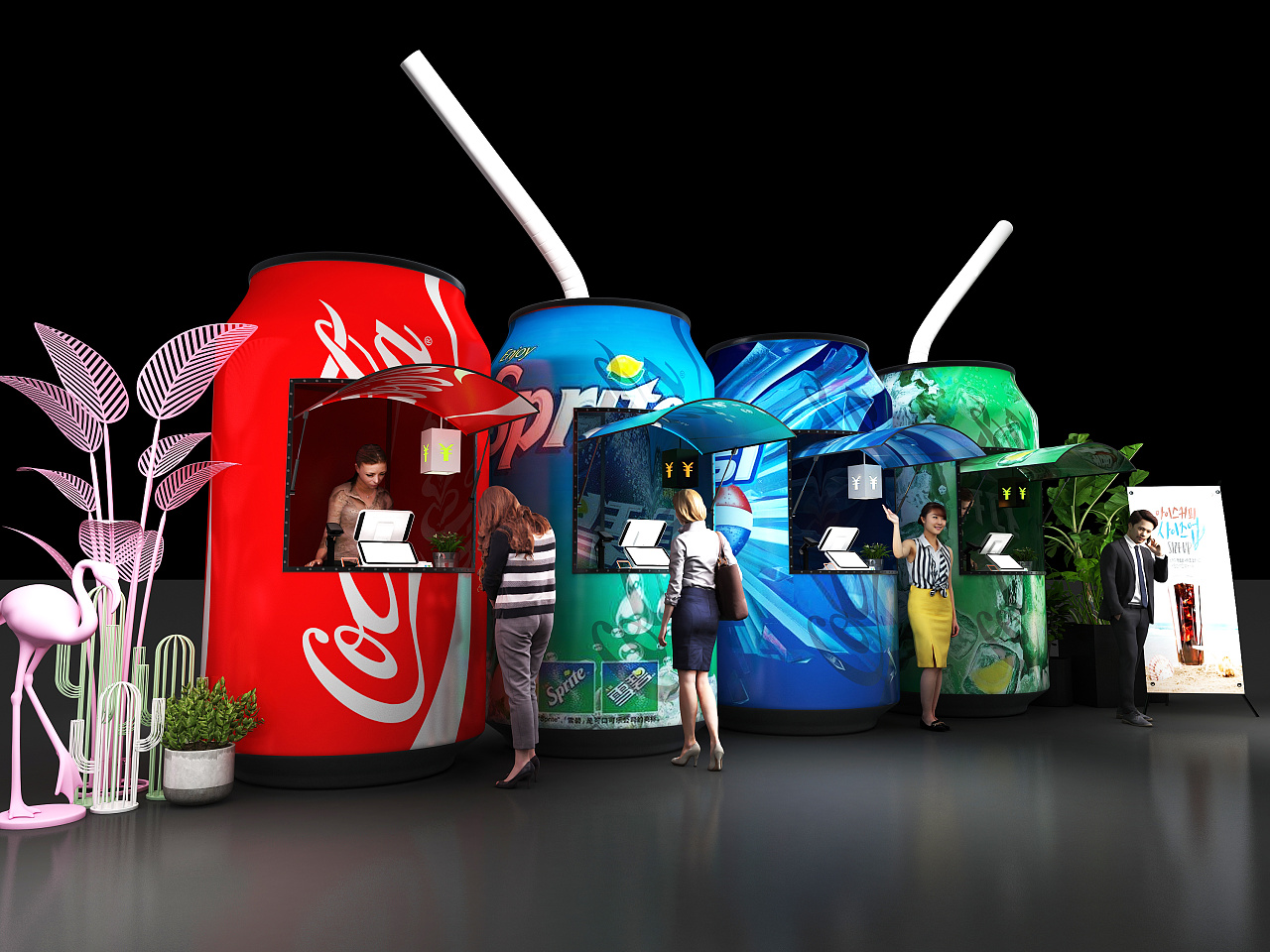 美陈打卡创意售卖区3d效果图