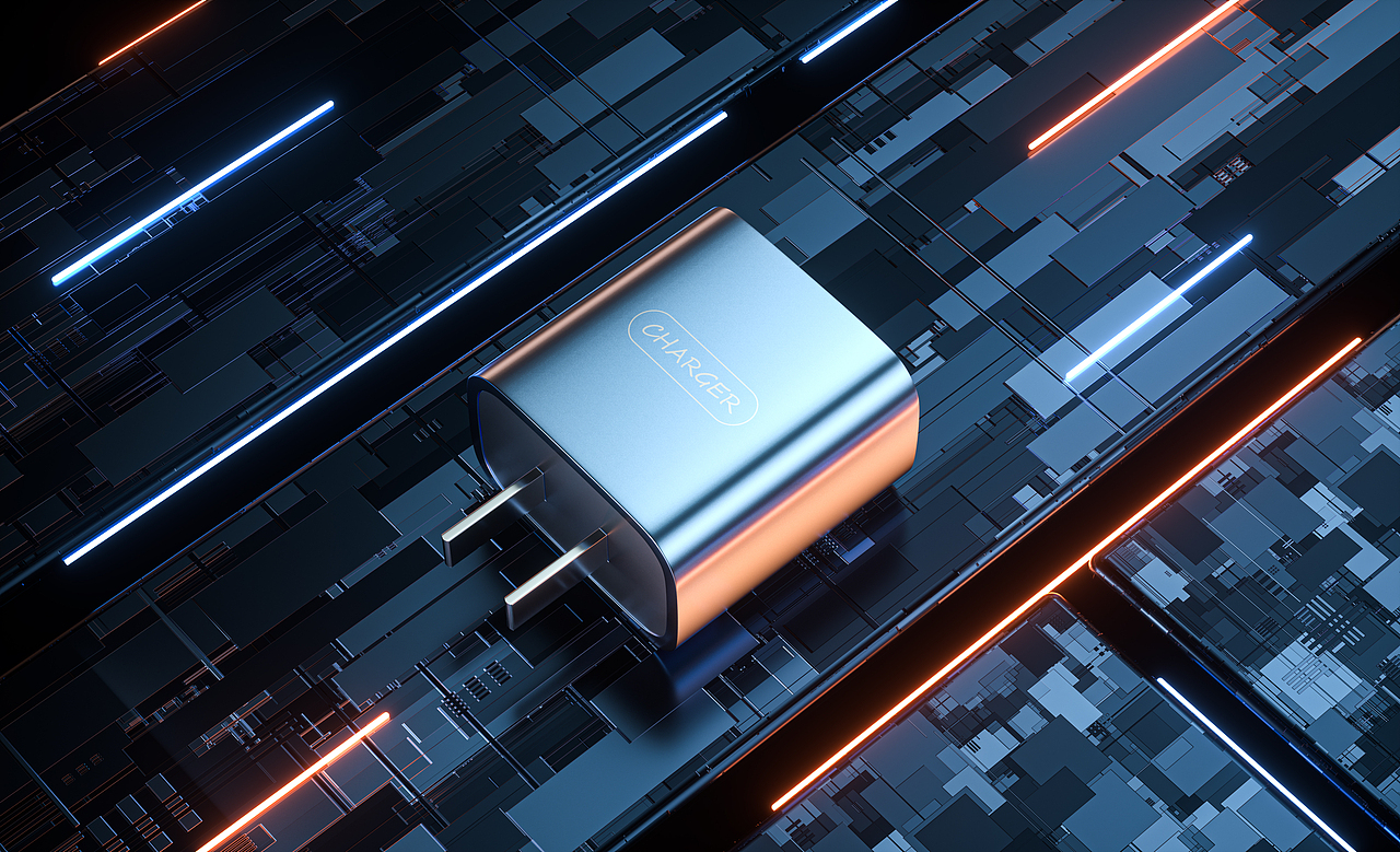 3c数码产品暗色调渲染