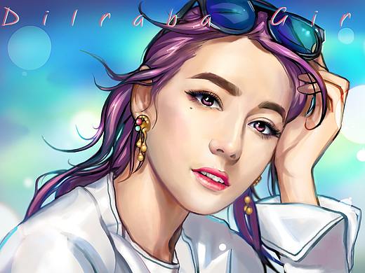 迪丽热巴 写真 画 明星头像 个性插画