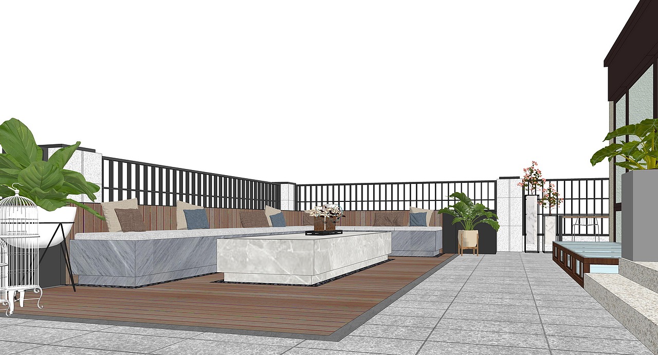 现代庭院景观SU模型下载