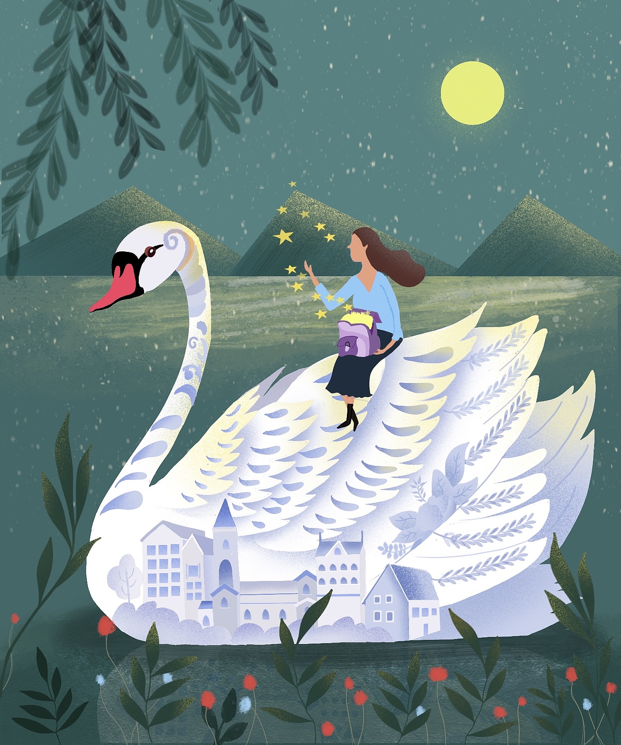 插画临摹@幽兰叶子