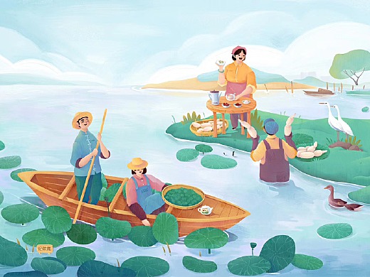 塞尚设计×孢子菌,忆荷塘插画包装设计