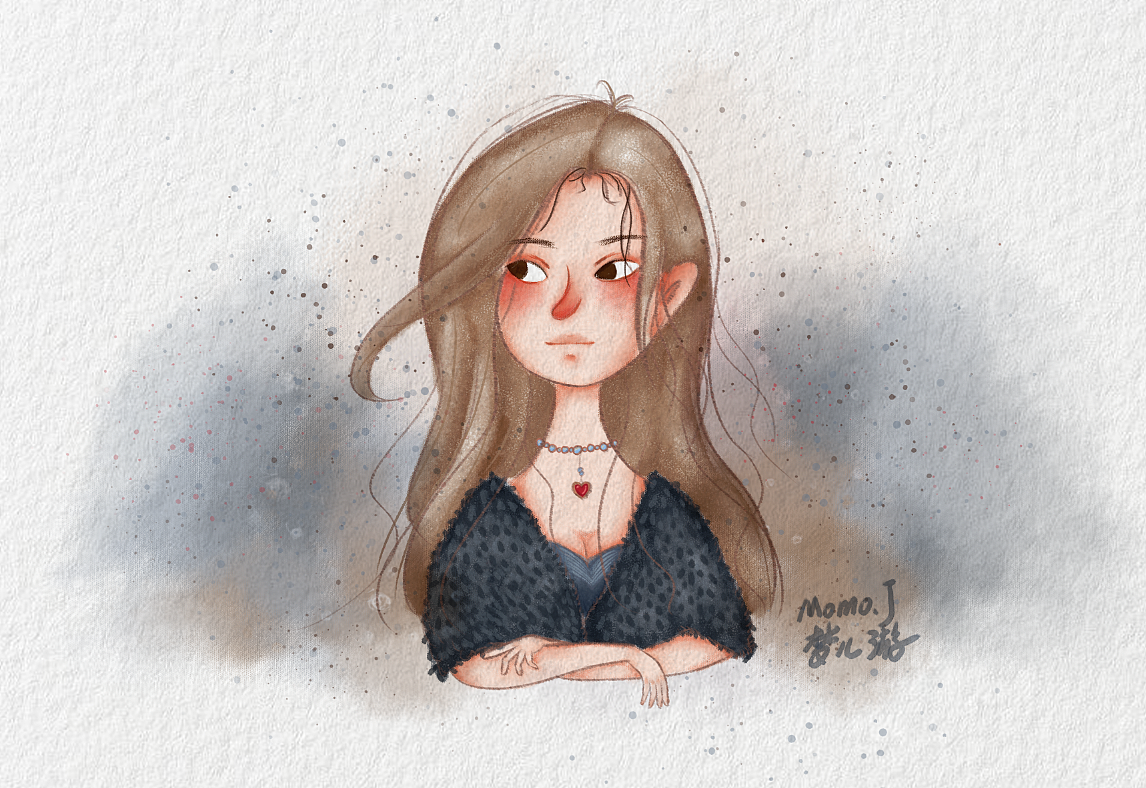 数码水彩头像插画绘画过程【每周一画】