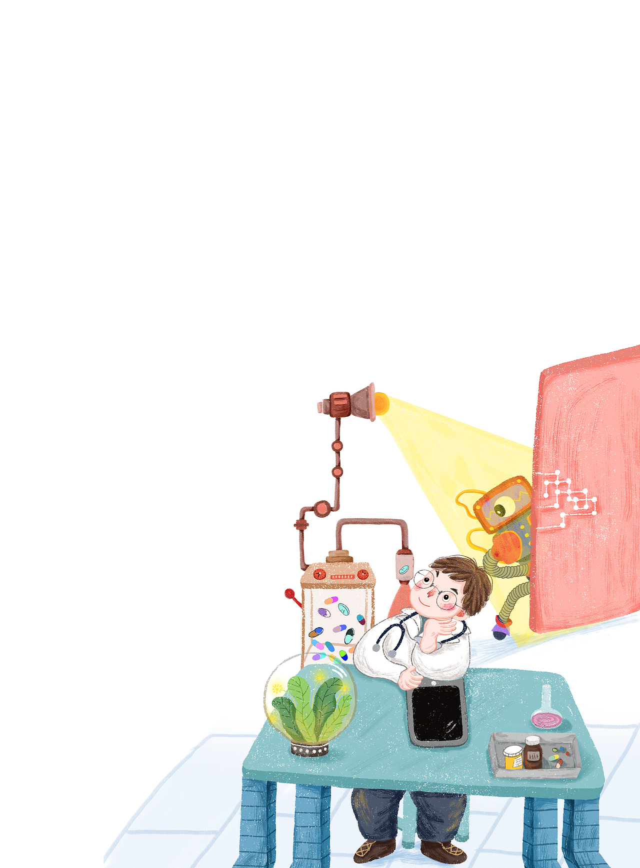 庸医机器人（前段时间和七彩语文合作的插画）（图ZMjcyNTY0MjIw） - 商业插画 - 站酷设计师chenxue0816原创素材 - 站酷ZCOOL