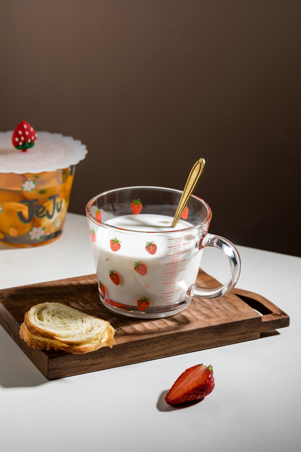 水杯拍摄 夏日清新水果碎花玻璃马克杯