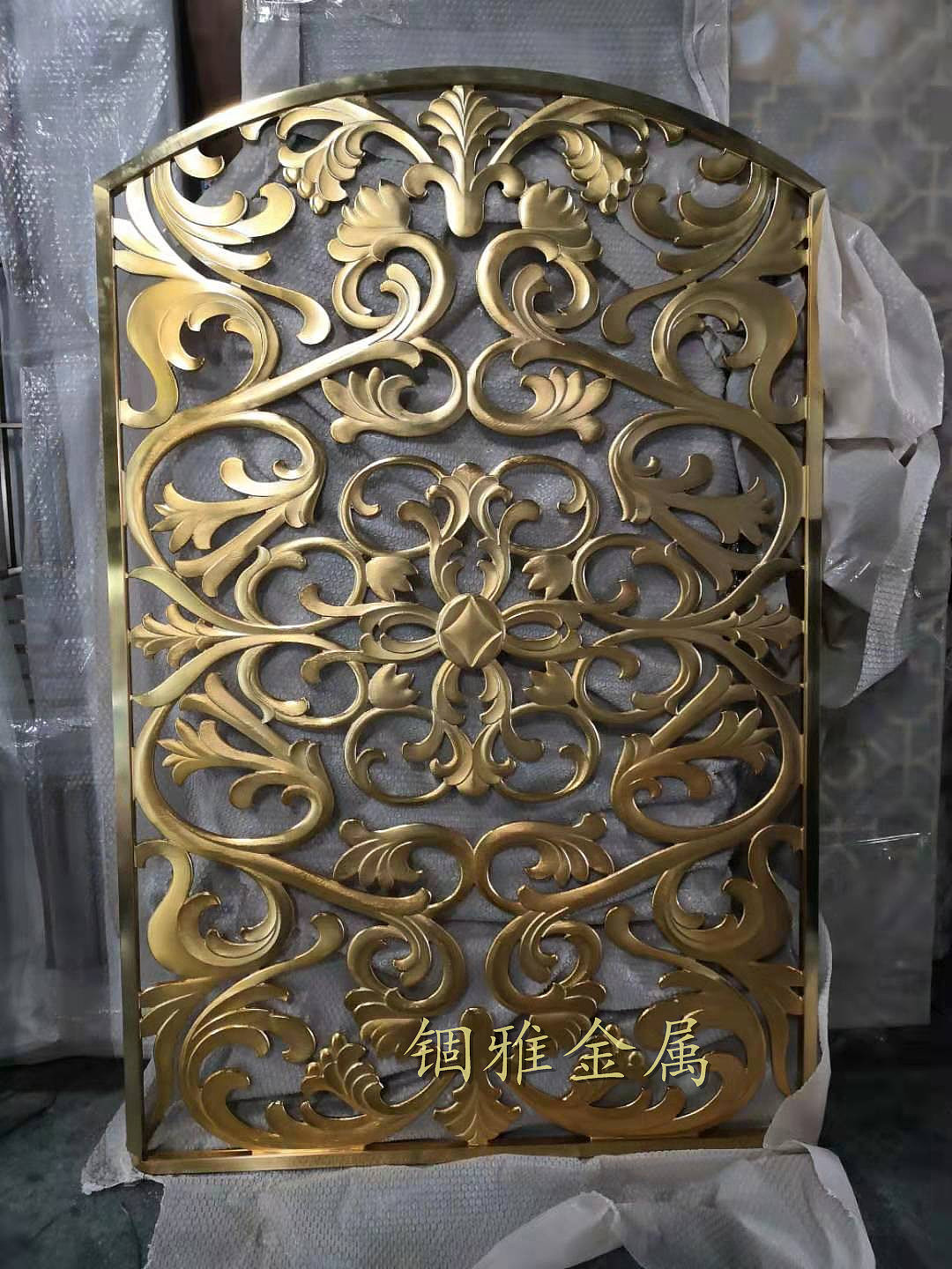 现代轻奢铜屏风,铜花格,纯铜雕刻屏风隔断