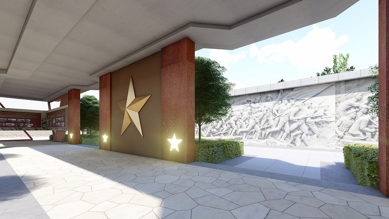 展示景观外环境山东日照某武警部队前广场设计