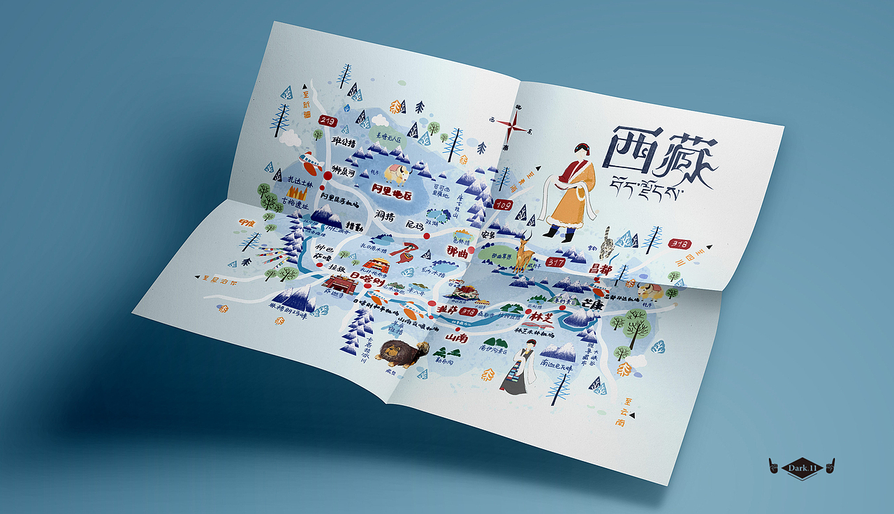 西藏手绘地图文创产品（图ZMTM1ODU2OTgw） - 商业插画 - 站酷设计师黑十一视觉实验室原创素材 - 站酷ZCOOL