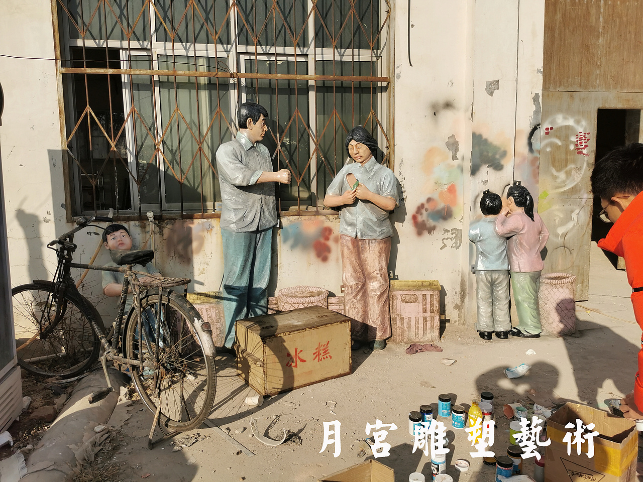 怀旧场景雕塑  民俗雕塑 玻璃钢雕塑 复古怀旧人物雕塑 郑州雕塑厂家