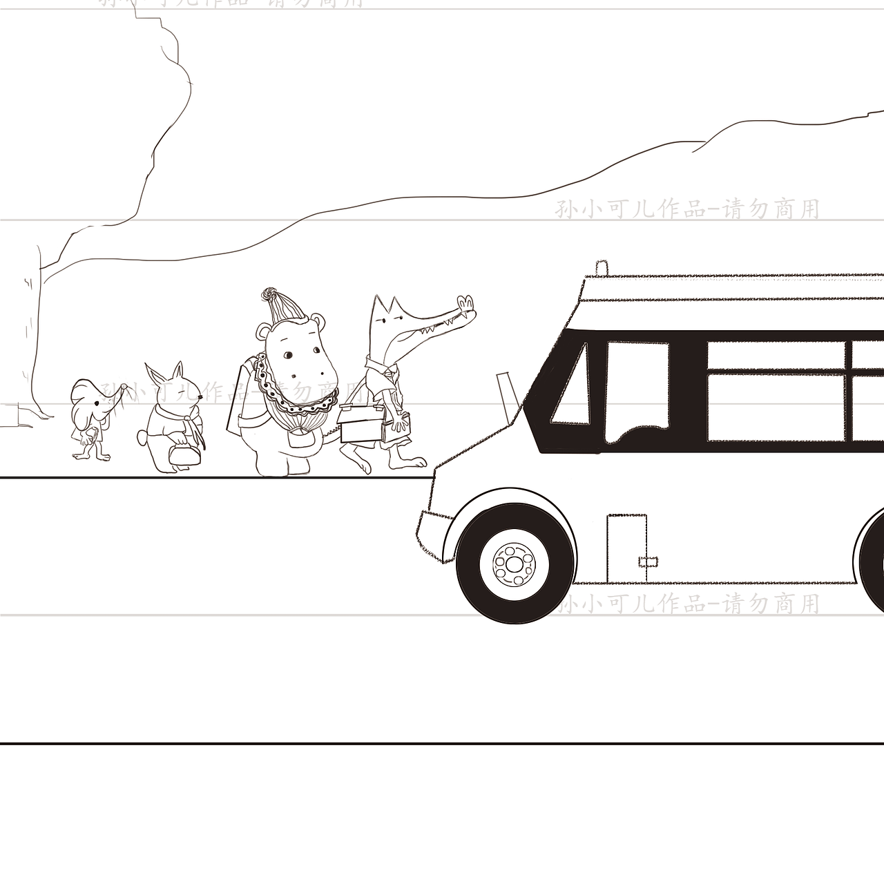 小动物们等车~
