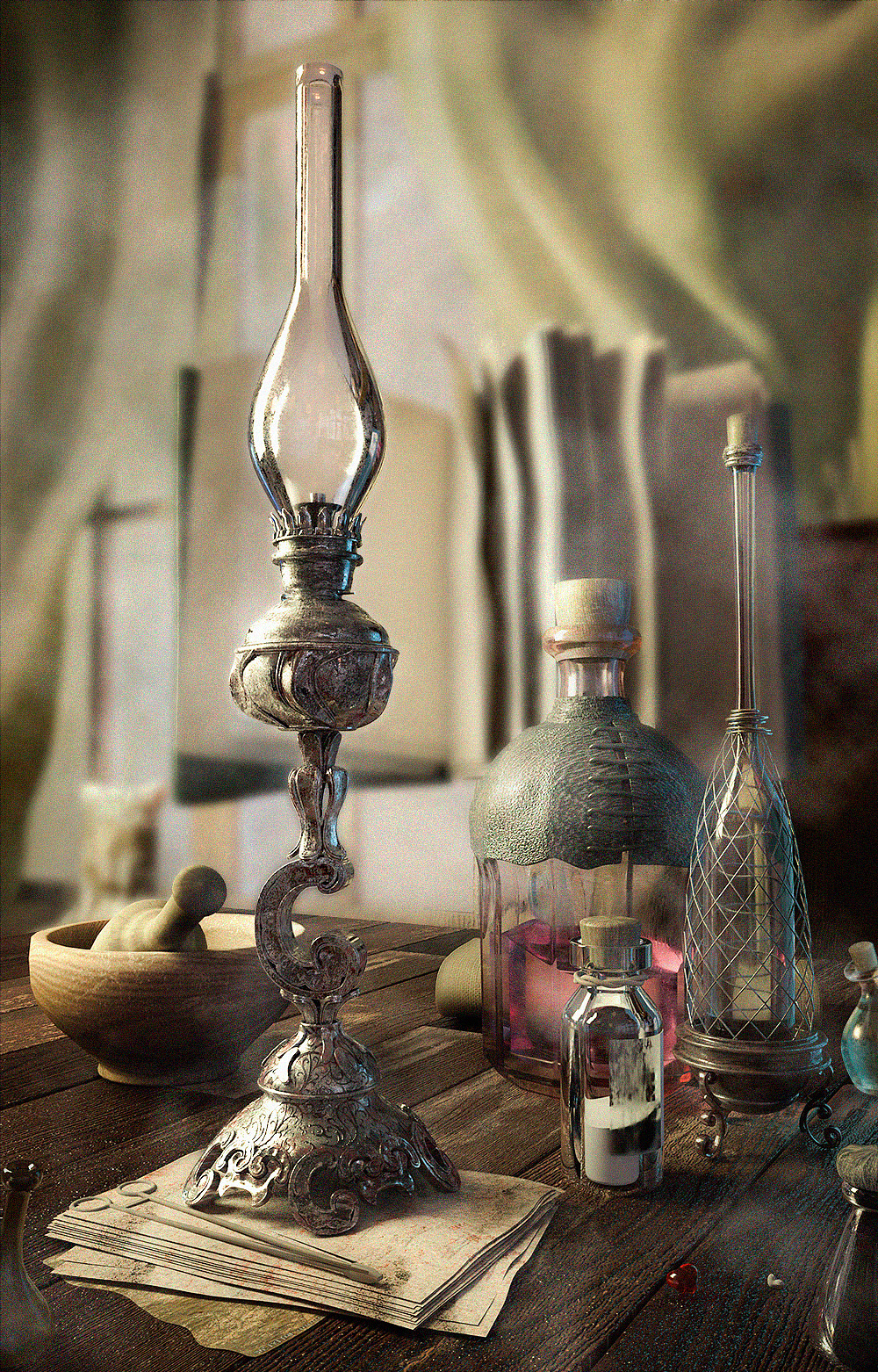 复古风写实渲染|三维|场景|火龙果喝酸奶 - 临摹作品 - 站酷 (zcool)