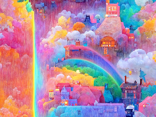 AI绘画档案馆｜彩虹小镇·四