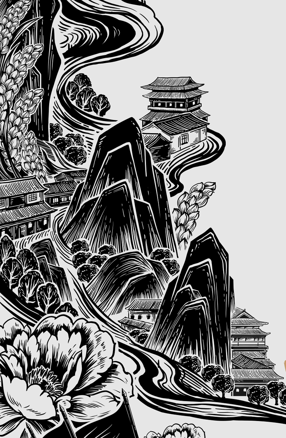 版画-酒类包装插画（图ZMzY4NDI1Mjg0） - 商业插画 - 站酷设计师三九木r原创素材 - 站酷ZCOOL