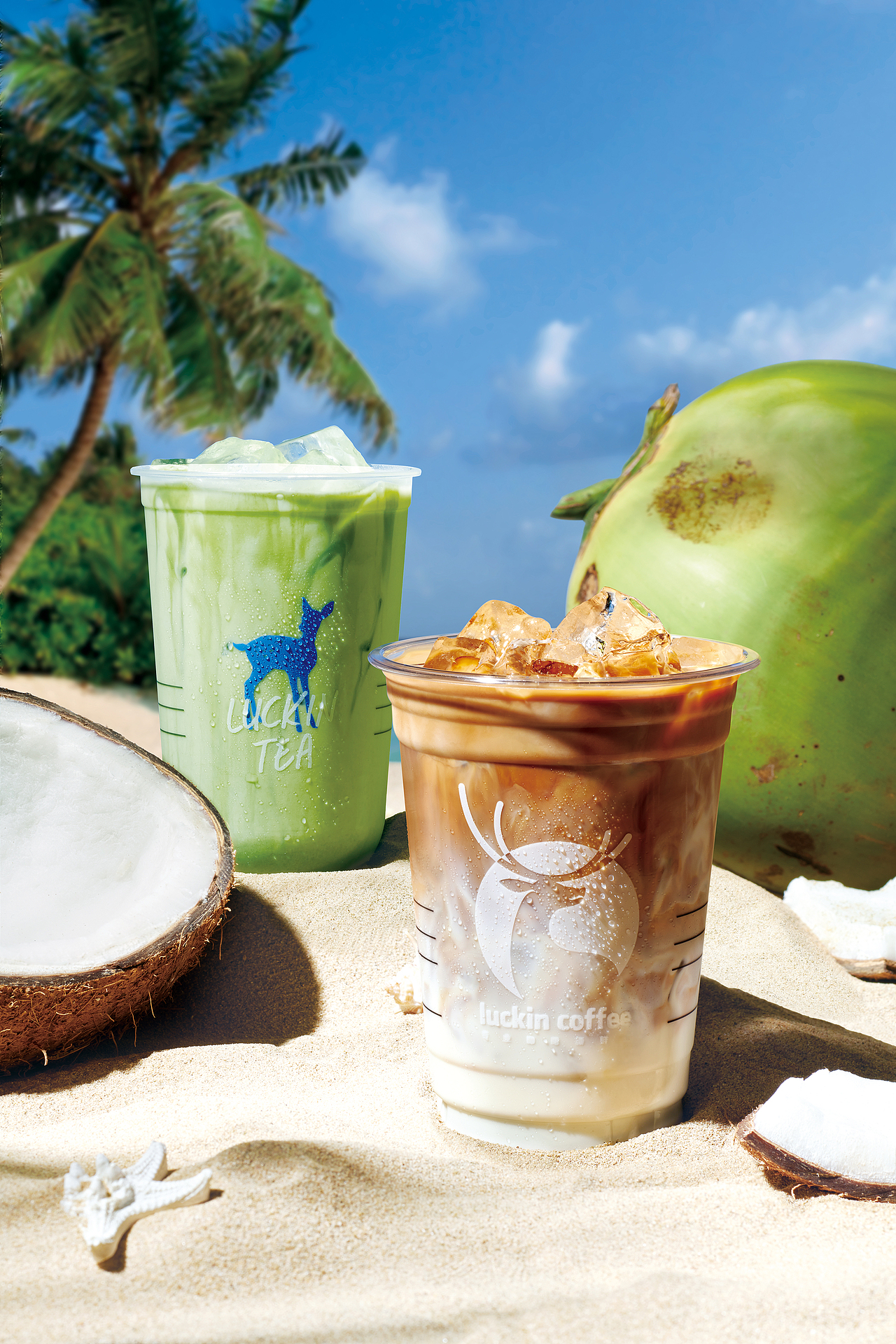瑞幸冰饮 Luckin Coffee（棚里模仿阳光沙滩效果）（图ZMjk5ODQ3MTY0） - 美食摄影 - 站酷设计师影峰空间原创素材 - 站酷ZCOOL