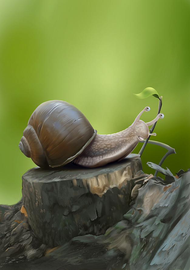 《snail》写实插图分享过程（图ZMTc4ODMzNDQ=） - 商业插画 - 站酷设计师恶奔BEN原创素材 - 站酷ZCOOL