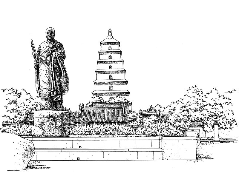 长相思在长安鹿瑶笔下的钢笔画西安