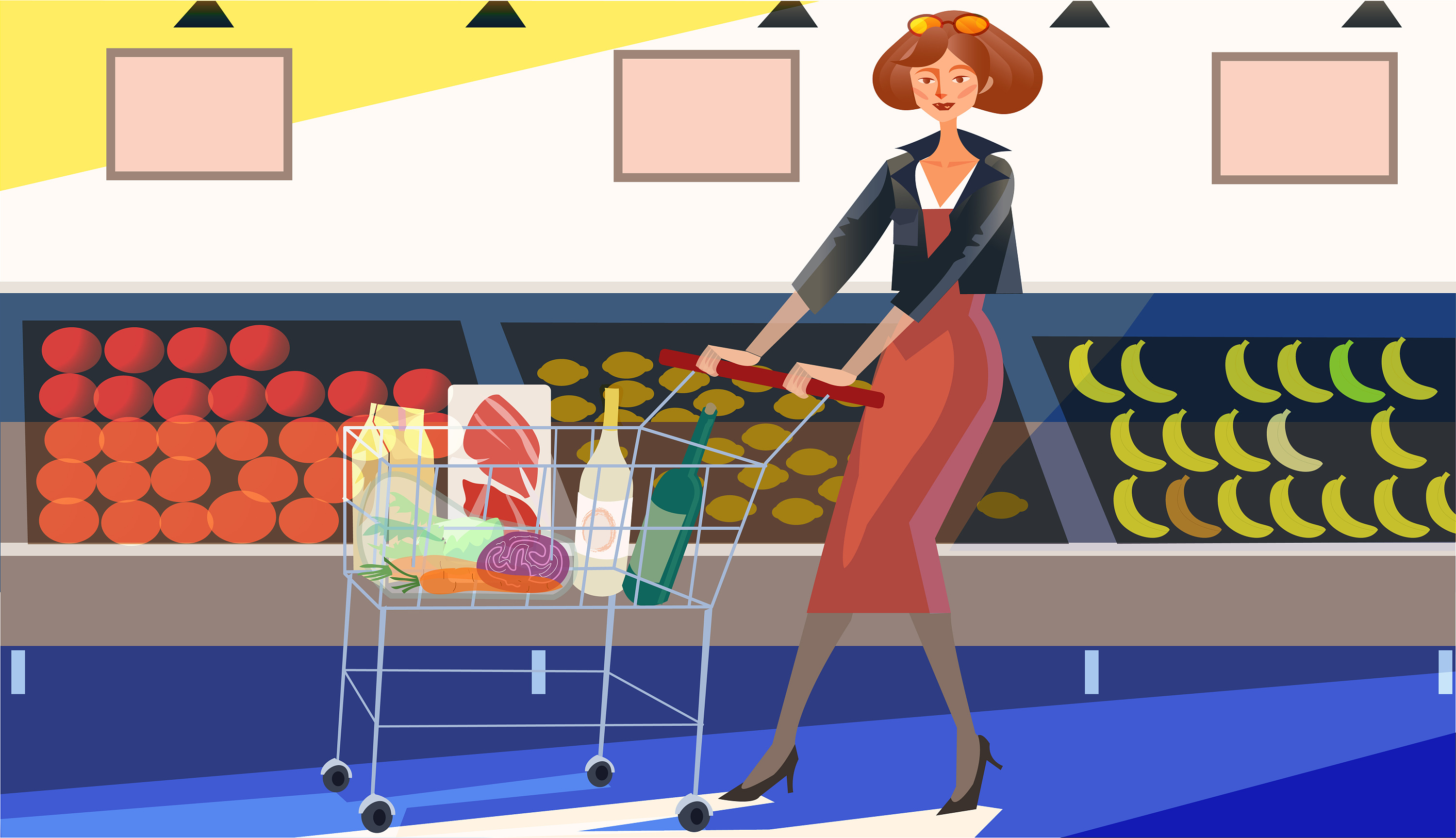扁平商务风格超市购物积分商城小动画gif动图下载-包图网