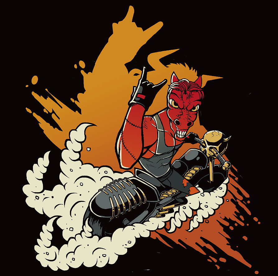 狂野红牛与红马（图ZNTcxODQwOTY=） - 新锐潮流插画 - 站酷设计师POKKKk原创素材 - 站酷ZCOOL