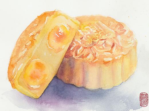水彩月饼