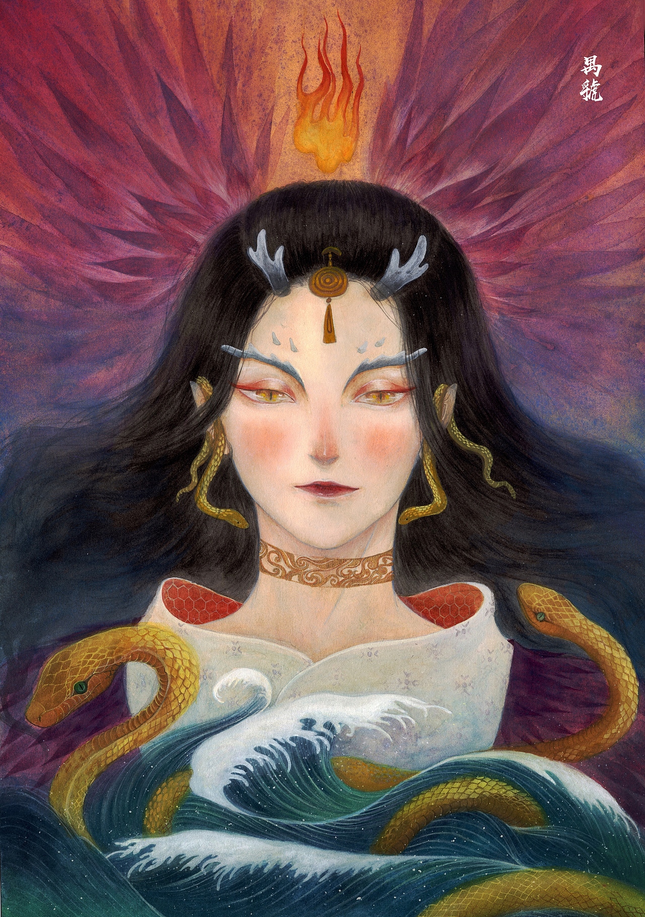 《山海经》系列之禺虢与禺京（图ZMTg1NzYzMTY4） - 商业插画 - 站酷设计师鹿溟山原创素材 - 站酷ZCOOL