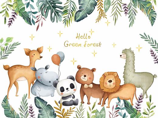 水彩森林小动物