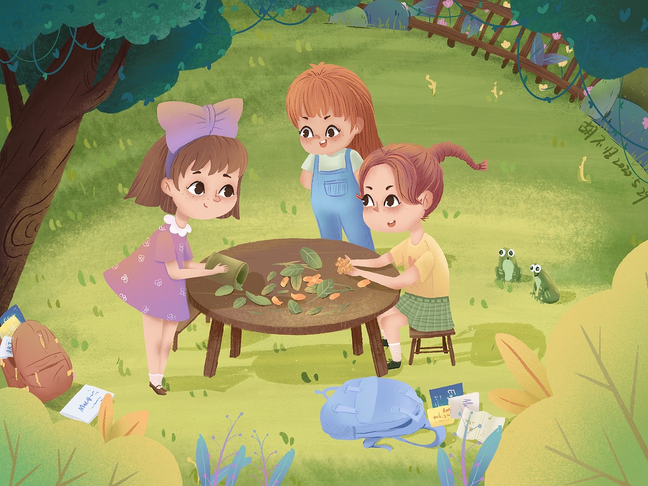 儿童节插画过家家