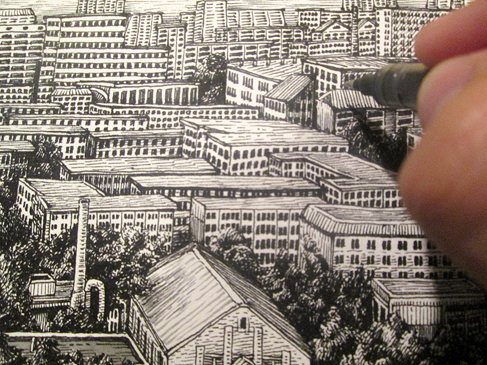 《保定 诚明》 18楼俯视写生图